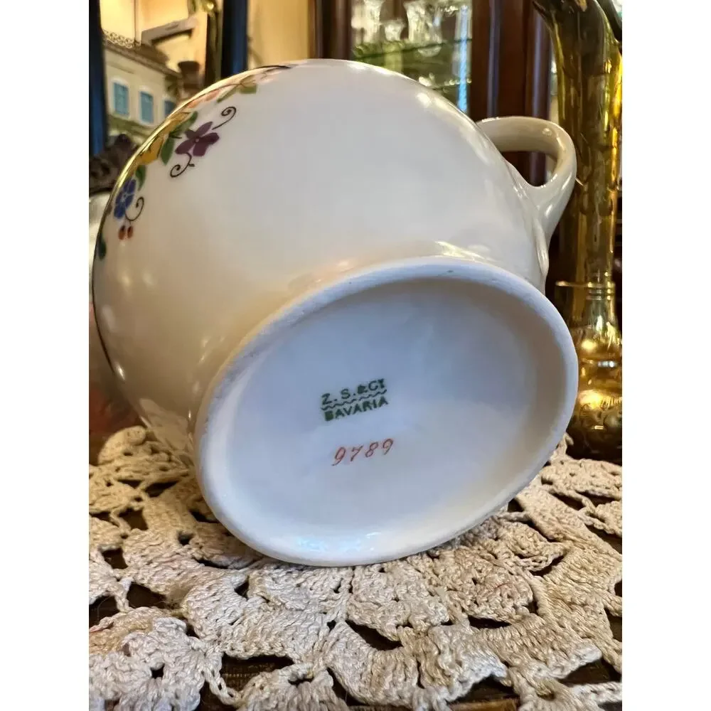 Z S & Co Hand Painted Floral Teapot with Lid - Bavaria 9789